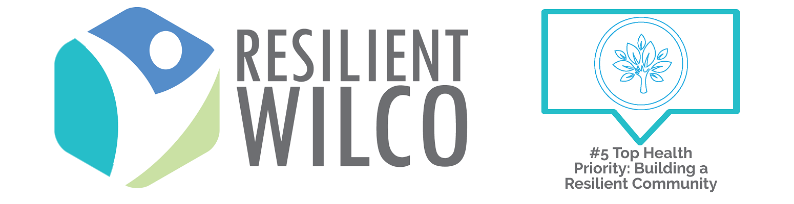 resilient wilco logo and text "#5 top health priority: building a resilient community"