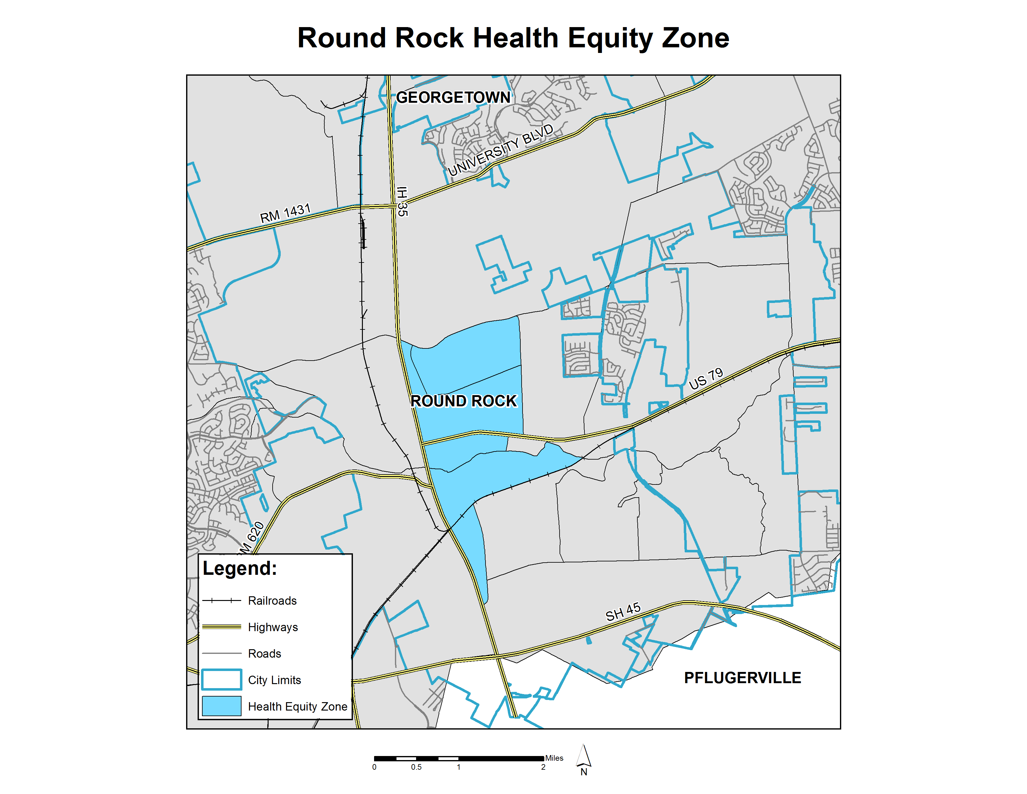 map of round rock health equity zone